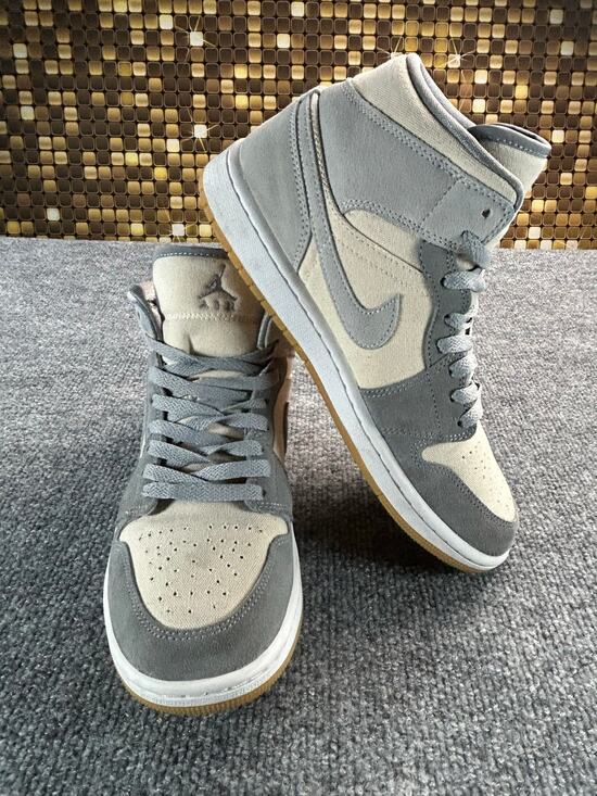 Jordan Other - Air Jordan 1 Mid SE Grey Fog Coconut Milk Canvas Suede Men's Size 8